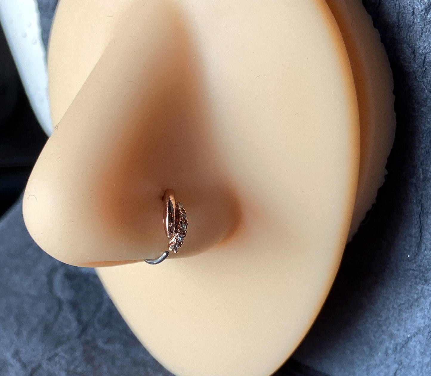 1pc CZ Paved Twisted Bar Nose Hoop / Cartilage Ring Rook Daith Helix Tragus