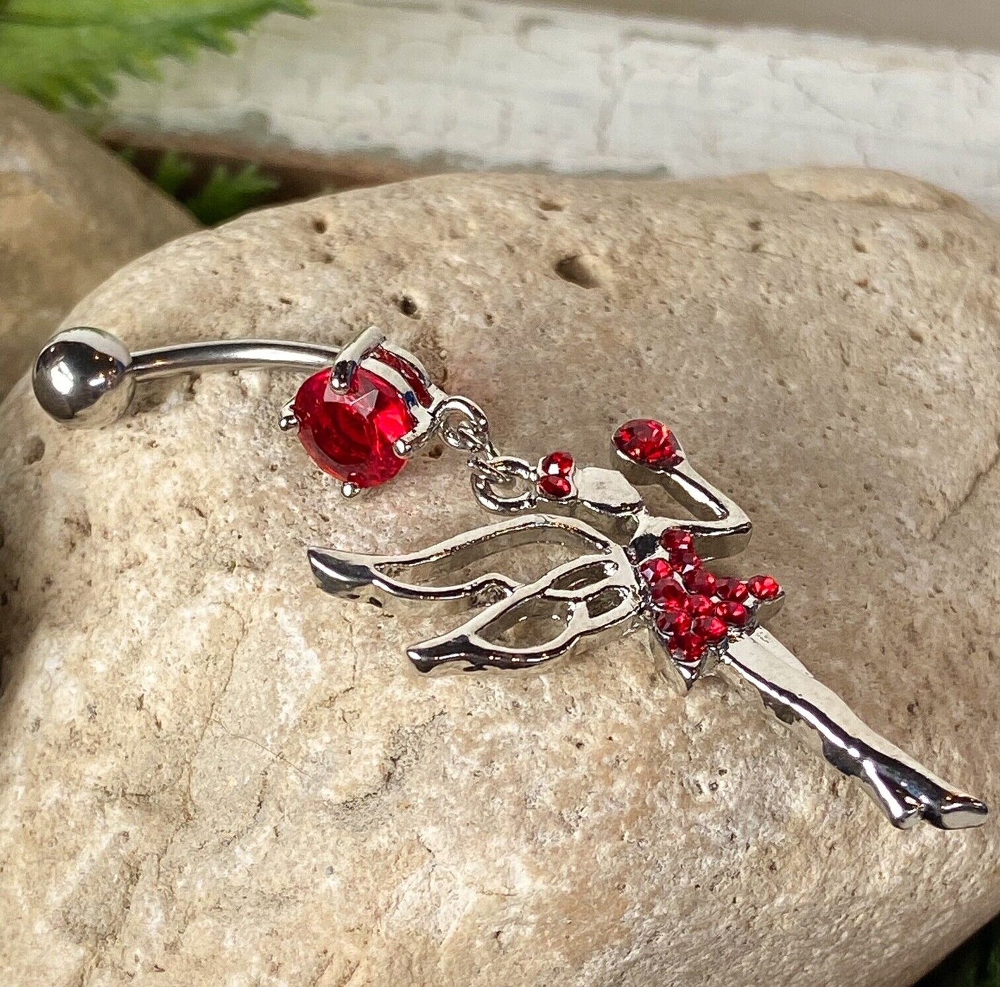 1pc Fairy Paved CZ Gem Dangle Belly Ring Navel Piercing Pierced Naval