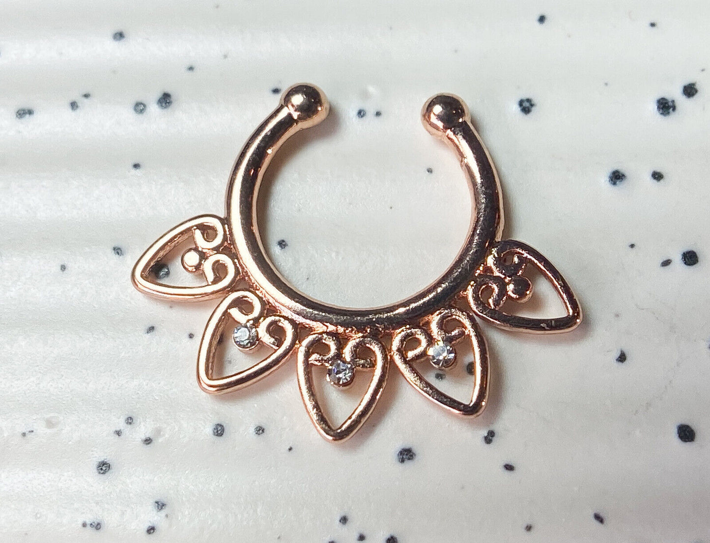 1pc Non-Piercing Tribal Fan w/Gems Septum Hanger Clip-On Fake Nose Ring