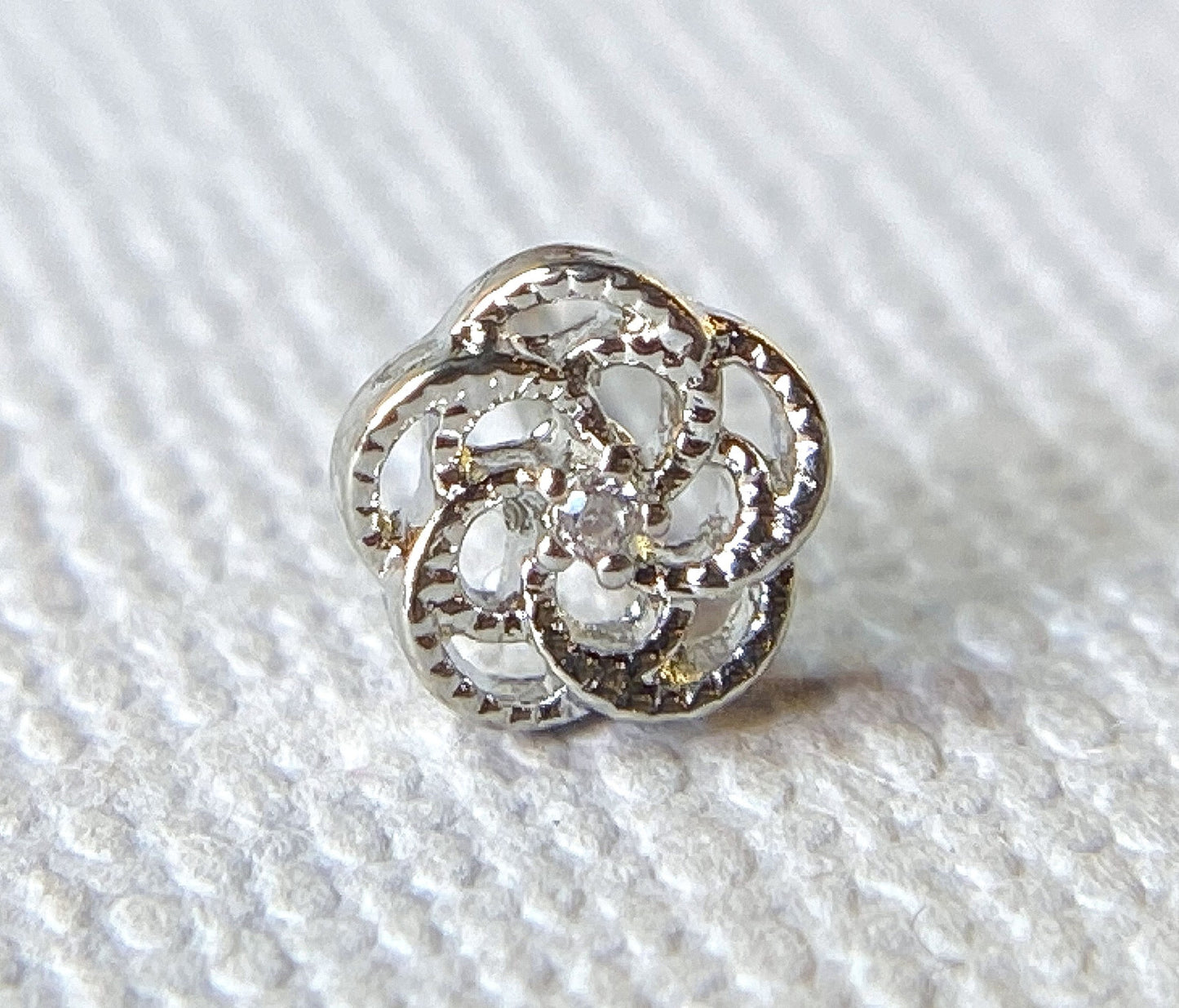 CZ Tiny CZ Centered Flower Top 20g Surgical Steel Nose Stud Bone Nostril Ring