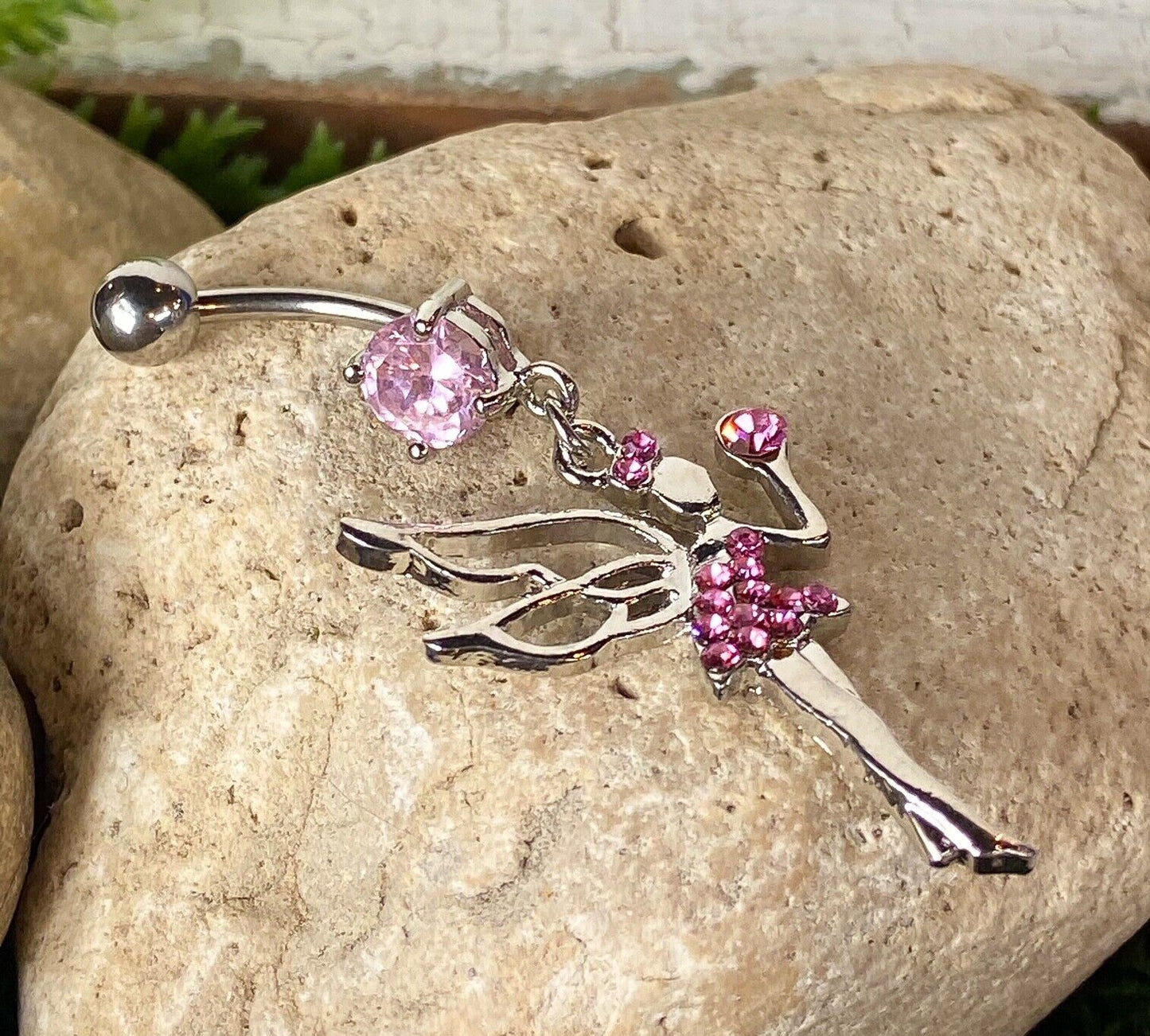 1pc Fairy Paved CZ Gem Dangle Belly Ring Navel Piercing Pierced Naval