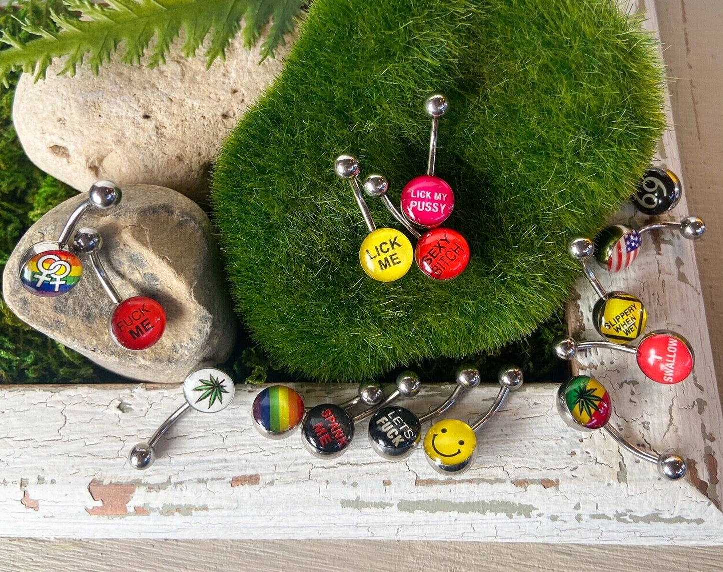 Bad Word or Picture Logo Belly Ring Navel Naval - Choose from 16 Styles!