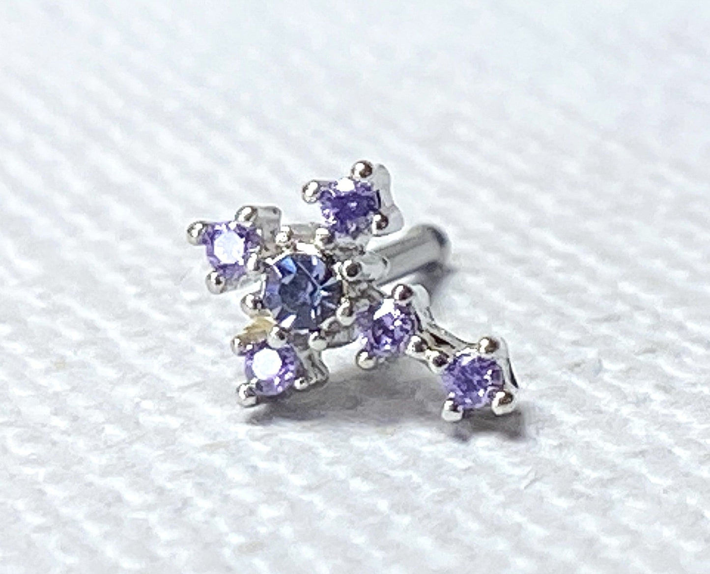 1pc CZ Gem Cross 20g Nose Ring Stud Bone 316L Surgical Steel