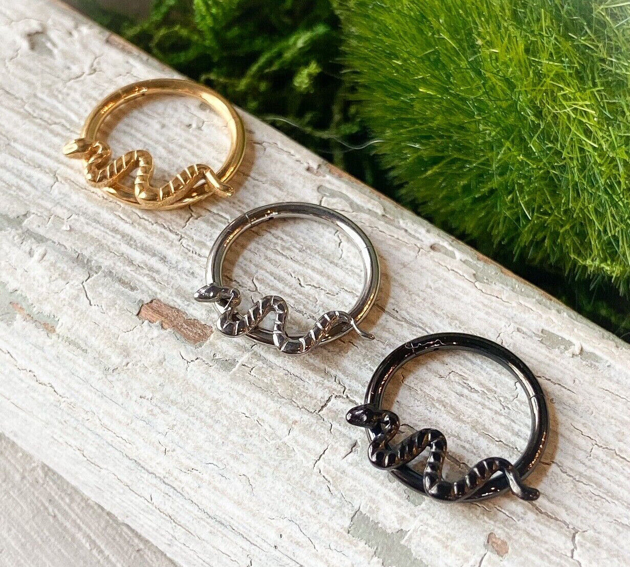 1pc Snake Hinged Segment Ring Septum Hoop Helix Daith Implant Grade 23 Titanium