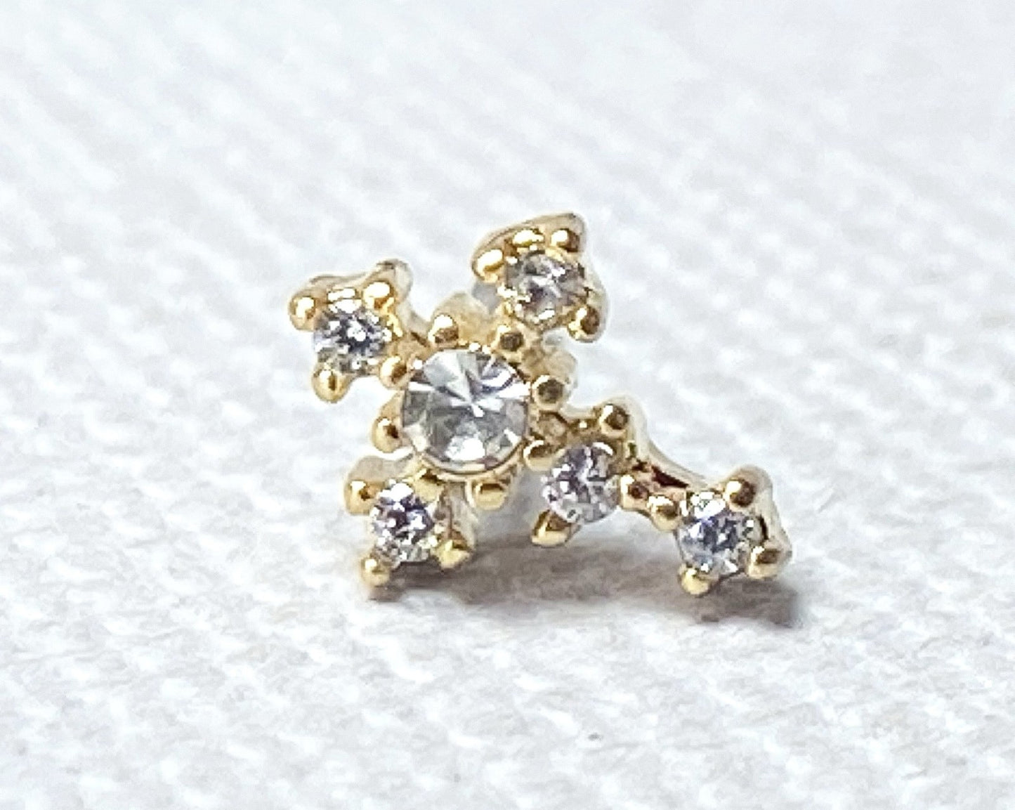1pc CZ Gem Cross 20g Nose Ring Stud Bone 316L Surgical Steel