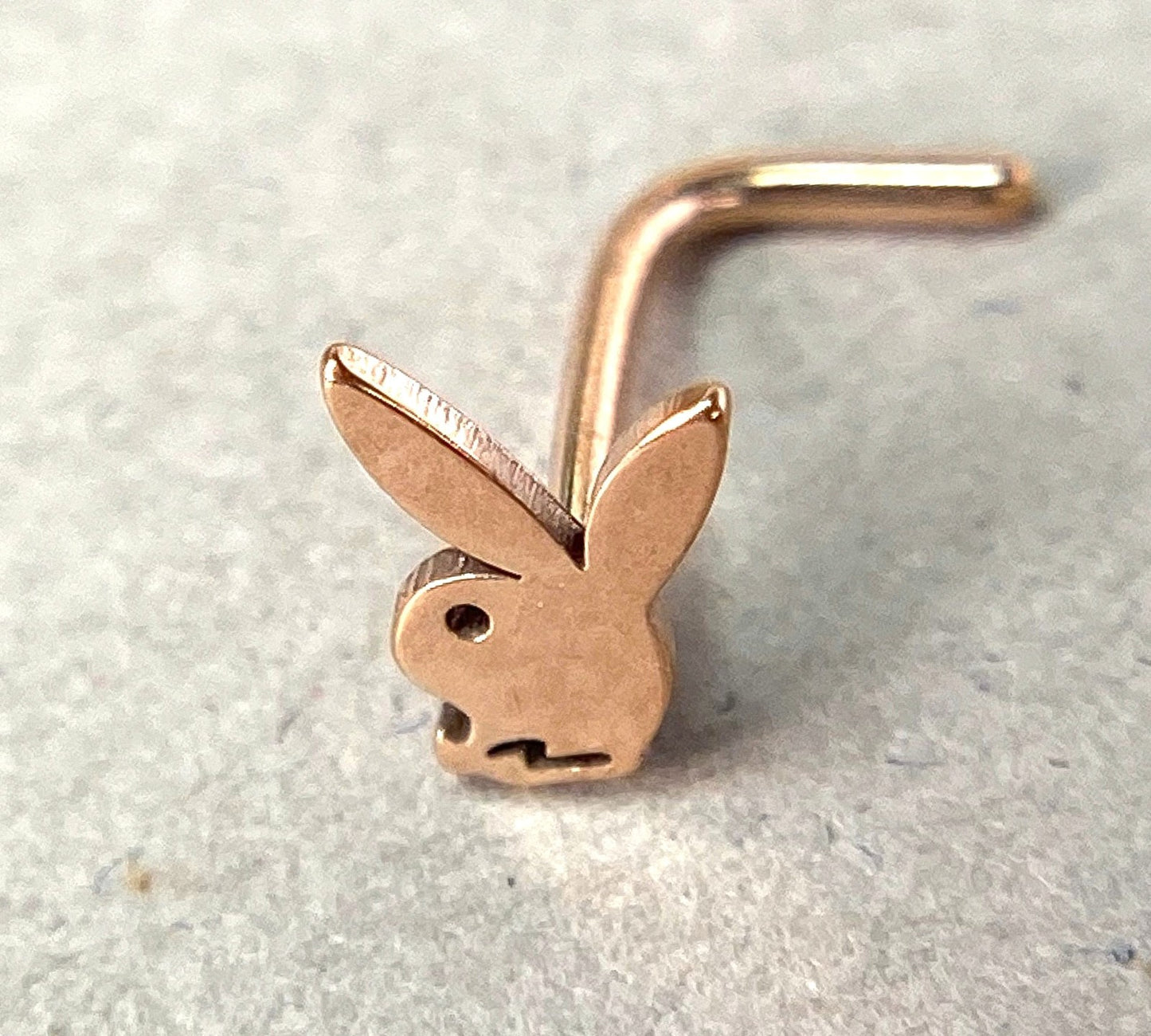 1pc Playboy Bunny Top 20g L-Bend Nose Ring Nostril Steel Officially Licensed