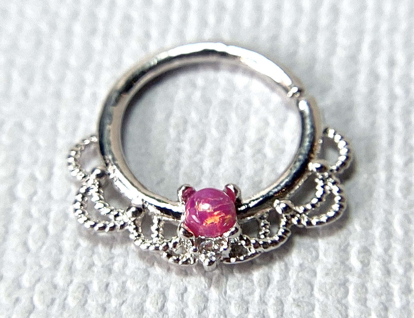 1pc Opal Filigree Hoop Ring for Nose Septum Daith Rook Tragus Ear Cartilage