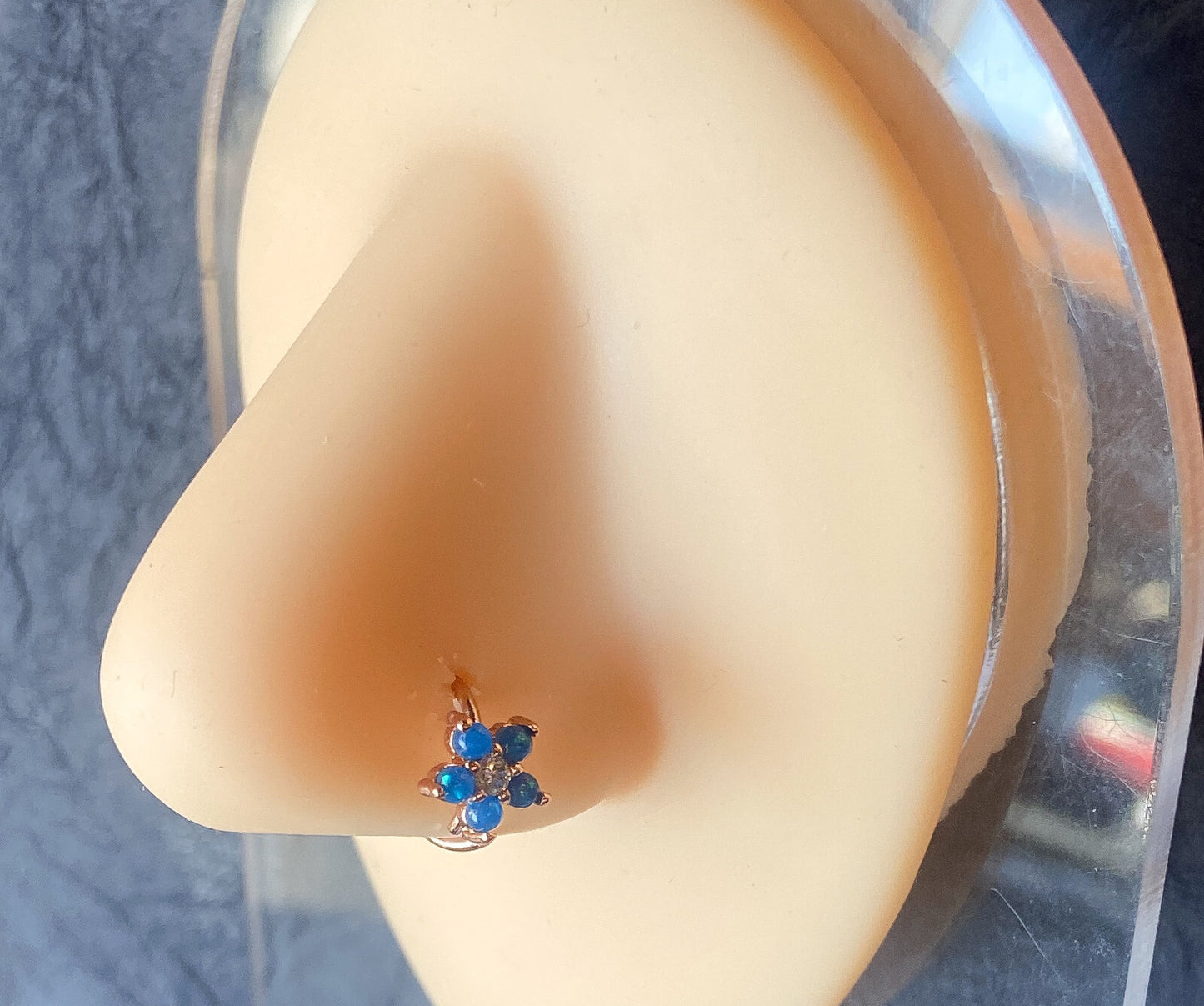 1pc Rose Gold Opal Flower Hoop Nose / Cartilage Ring Rook Daith Helix Tragus