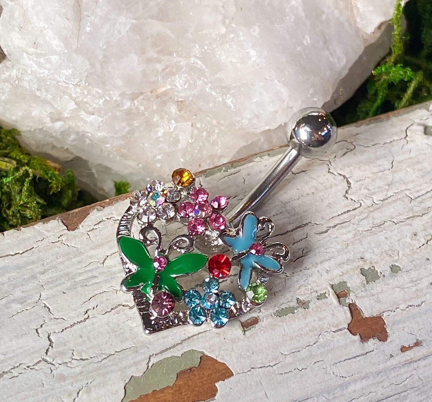 Heart Flower Butterfly Belly Ring Navel Piercing Pierced Naval Body Jewelry