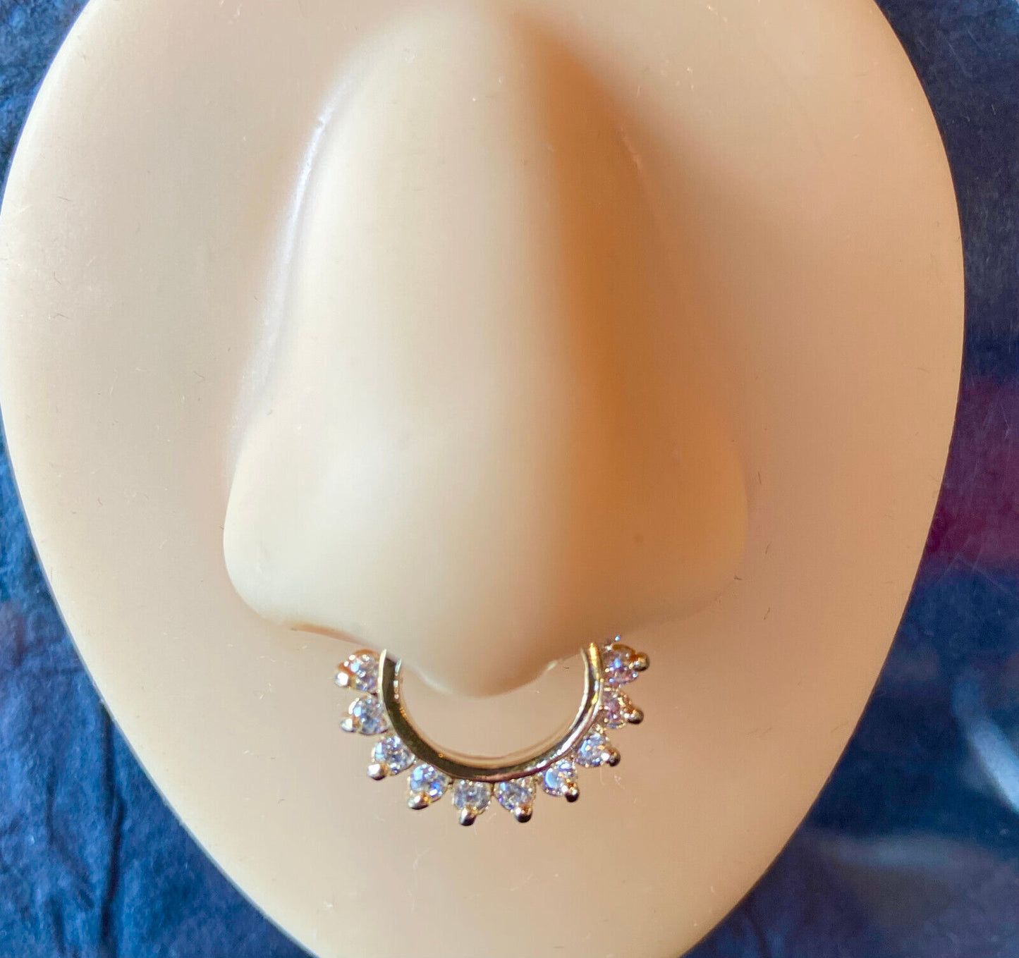 1pc Ion Plated 11-Gem Septum Clicker Ring 316L Surgical Steel 16g