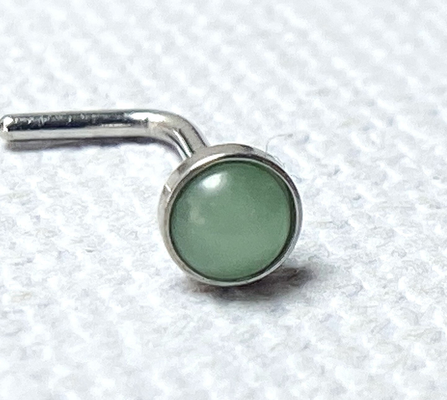 1pc Semi-Precious Stone Set 20g L-Bend Nose Ring Stud Screw 316L Surgical Steel