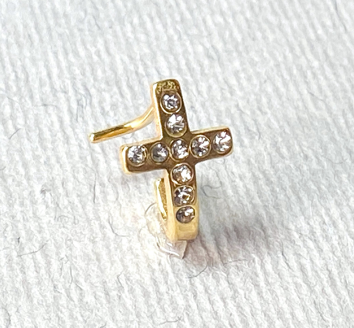 1pc Crystal Paved Cross L-Bend 20g Nose Ring Stud Screw 316L Surgical Steel