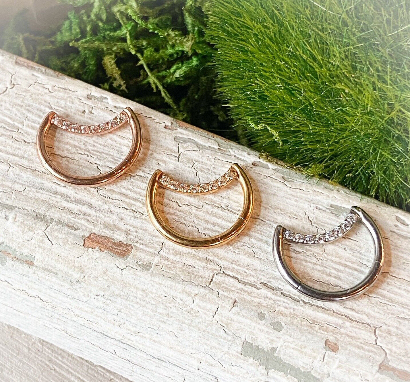 1pc Crescent Moon Hinged Segment Ring Solid Titanium Septum Hoop Helix Daith