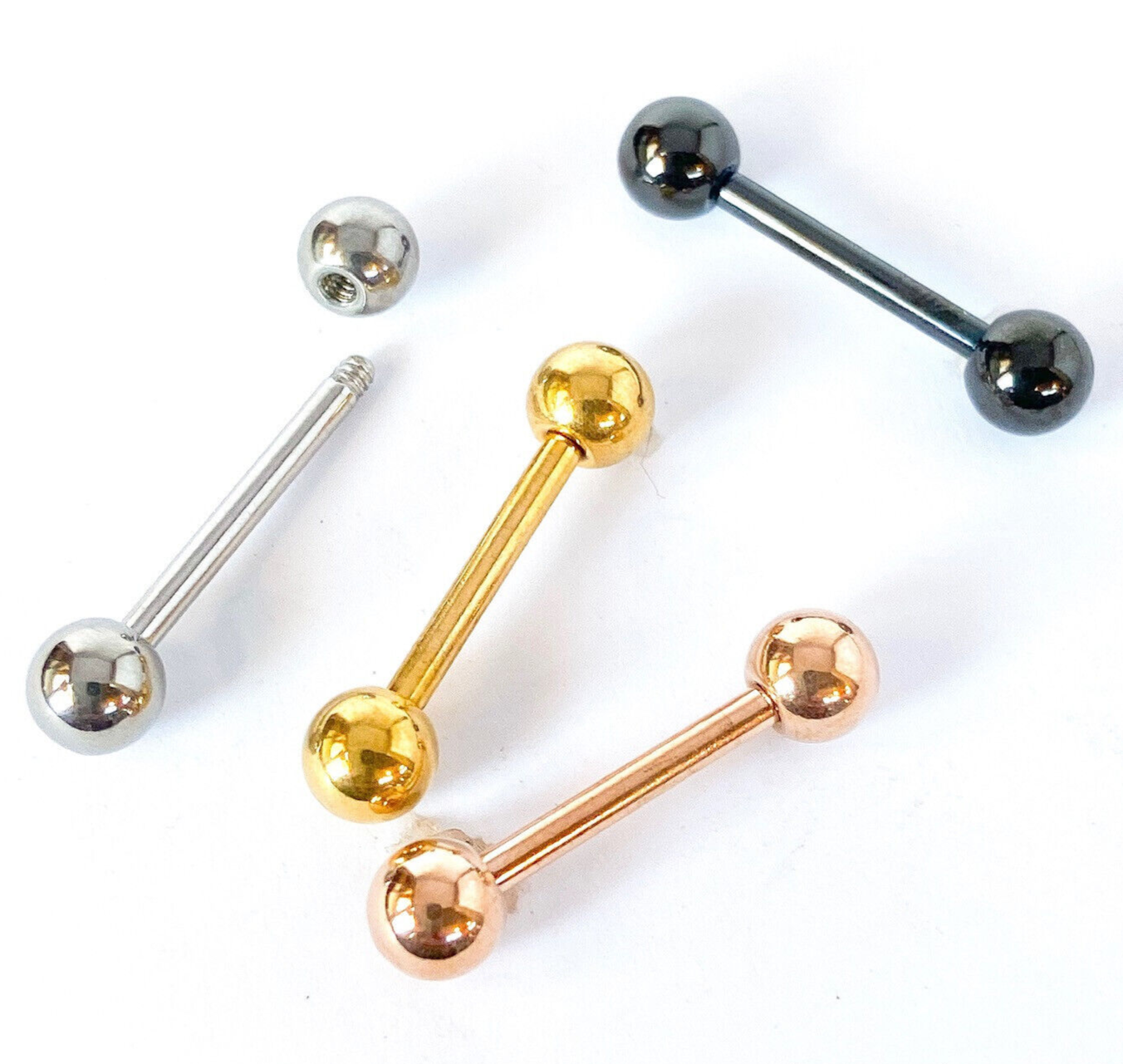 4pc Value Pack Ion Plated 14g Tongue or Nipple Rings Tounge Body Jewelry