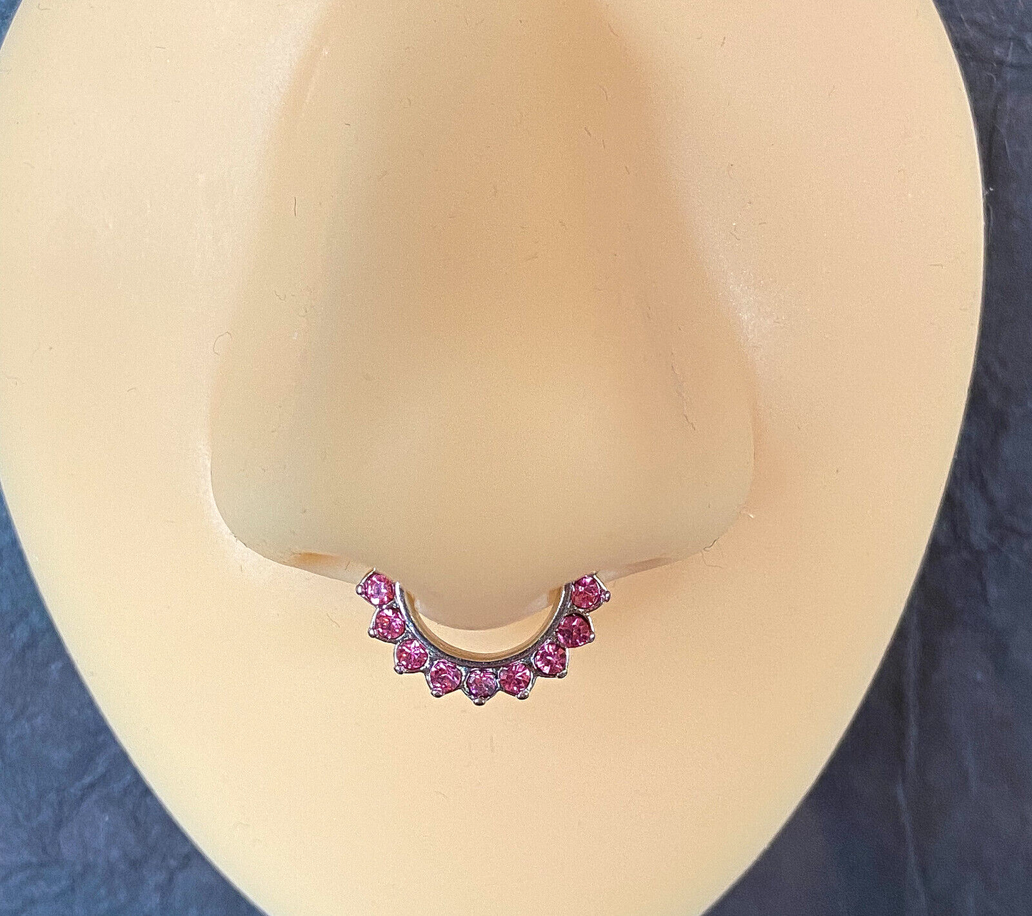 1pc Paved 11-Gem Septum Clicker 316L Surgical Steel 16g Nose Ring