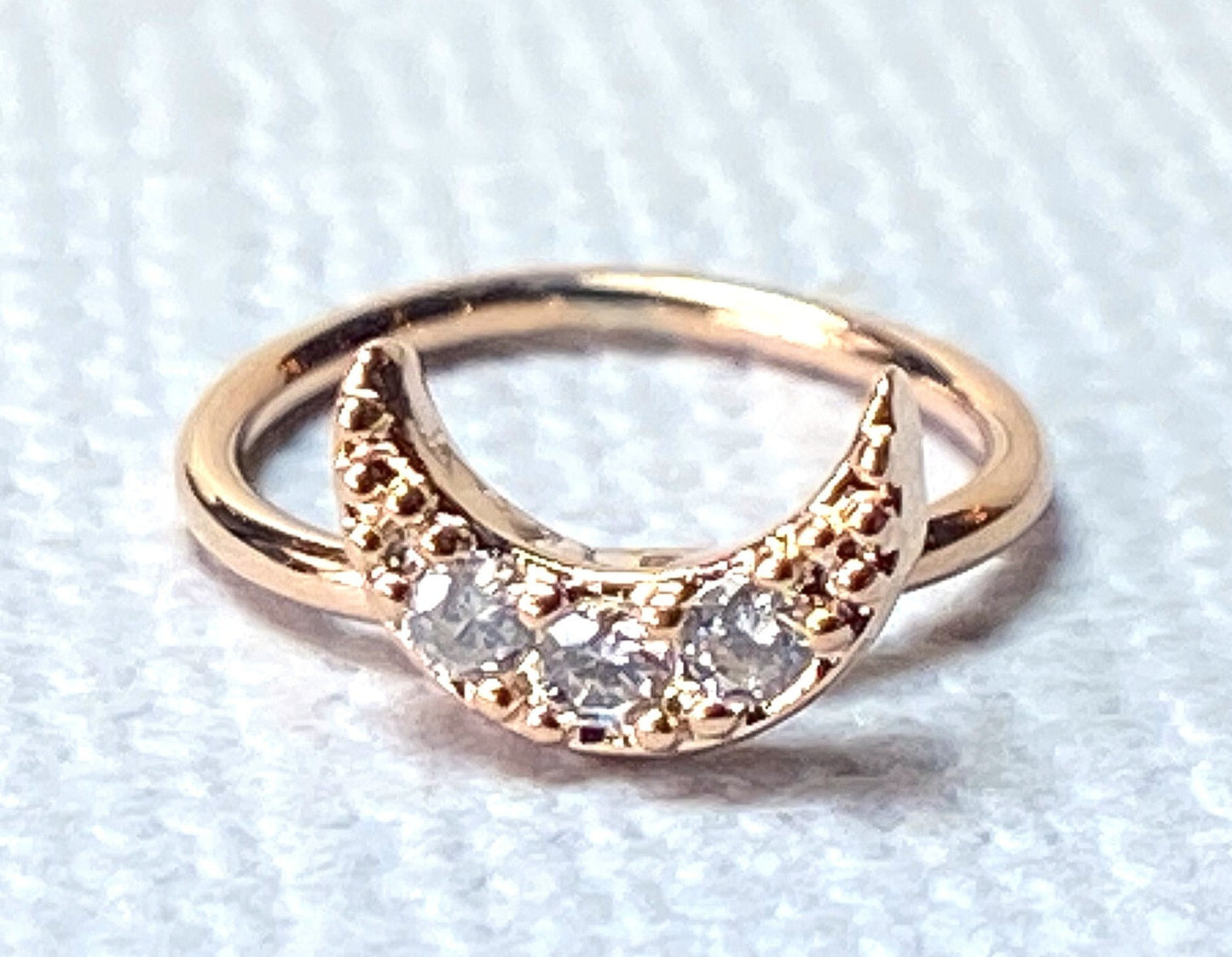 1pc Bendable Hoop / Cartilage Ring CZ Gem Crescent Moon for Nose, Rook, Daith