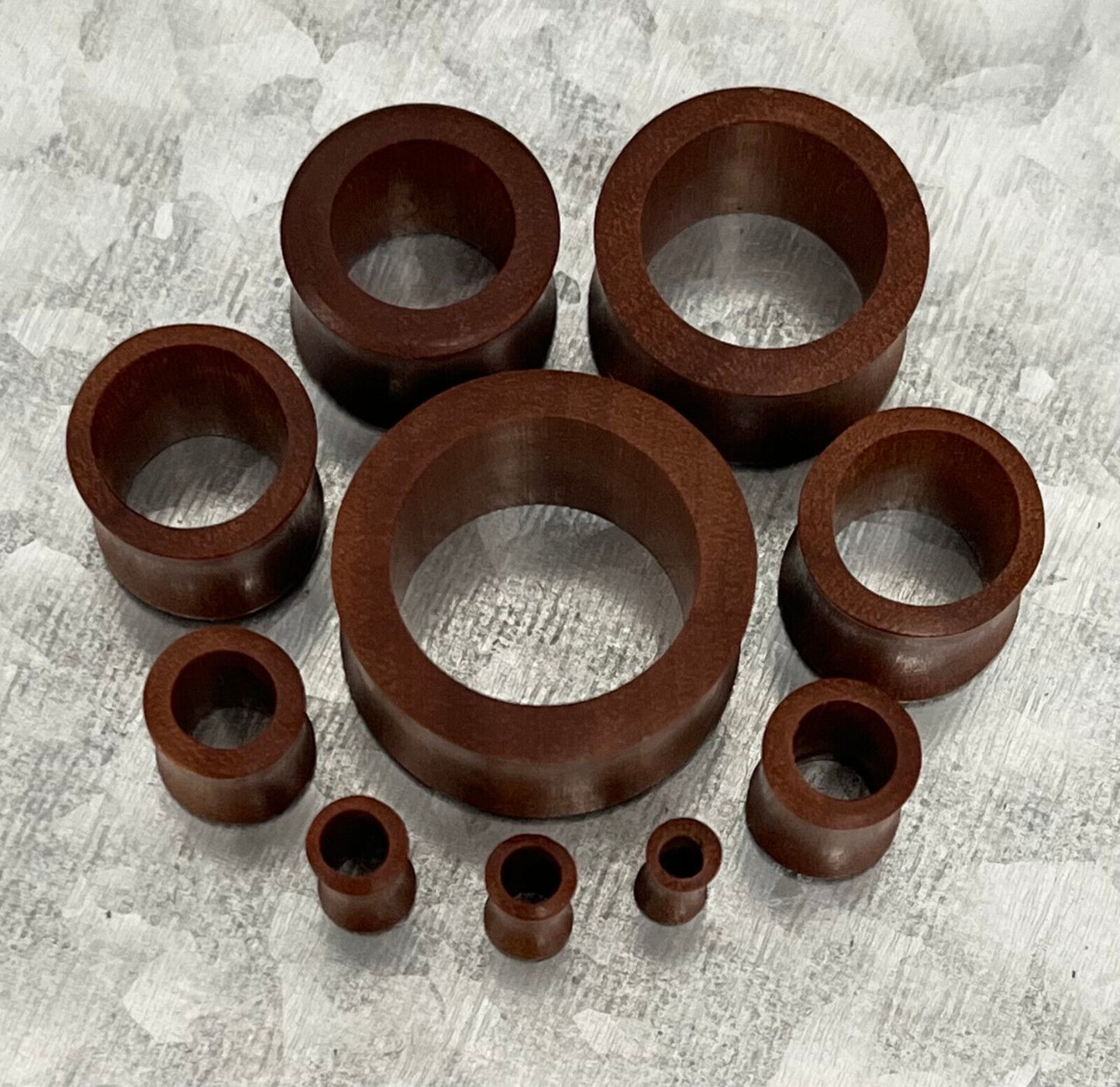 PAIR Red Saba Wood Tunnels Plugs Organic Earlets Gauges Body Jewelry