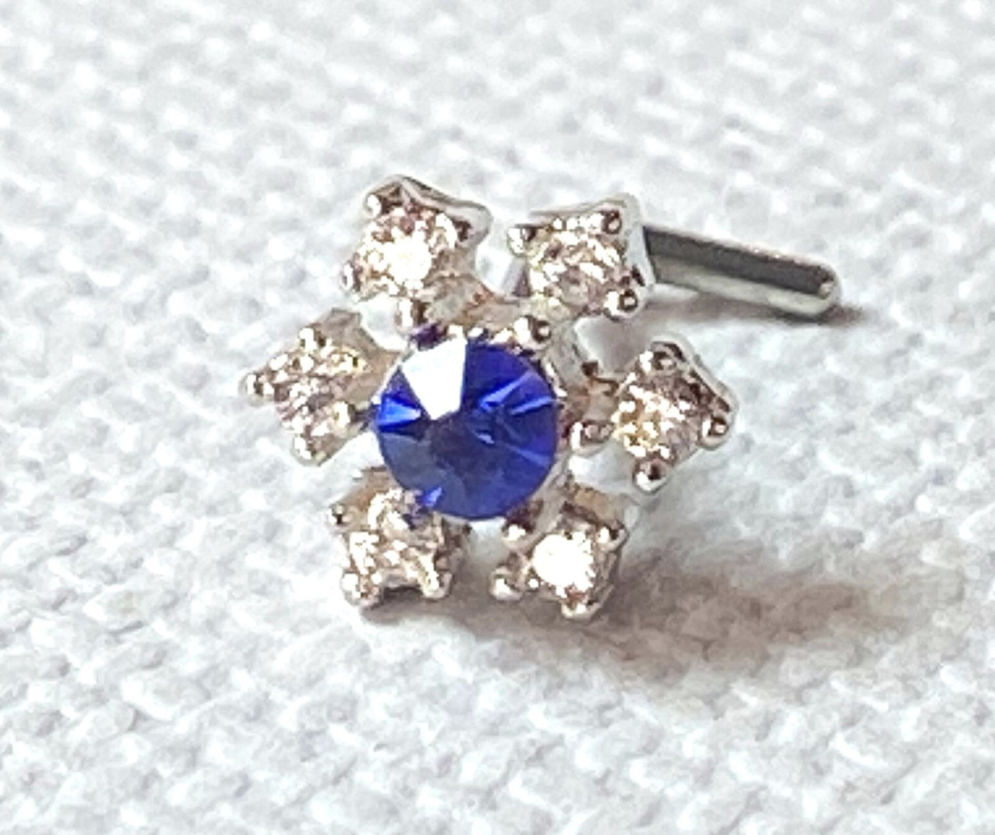 1pc CZ Gem Flower L-Bend 20g Nose Ring Stud Screw 316L Surgical Steel