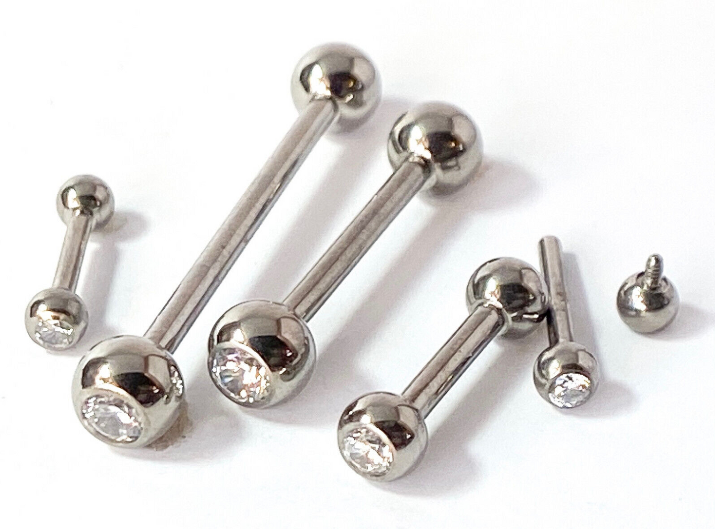 1pc Implant Grade Titanium Internally Threaded Barbell Tongue Tragus Nipple Ring