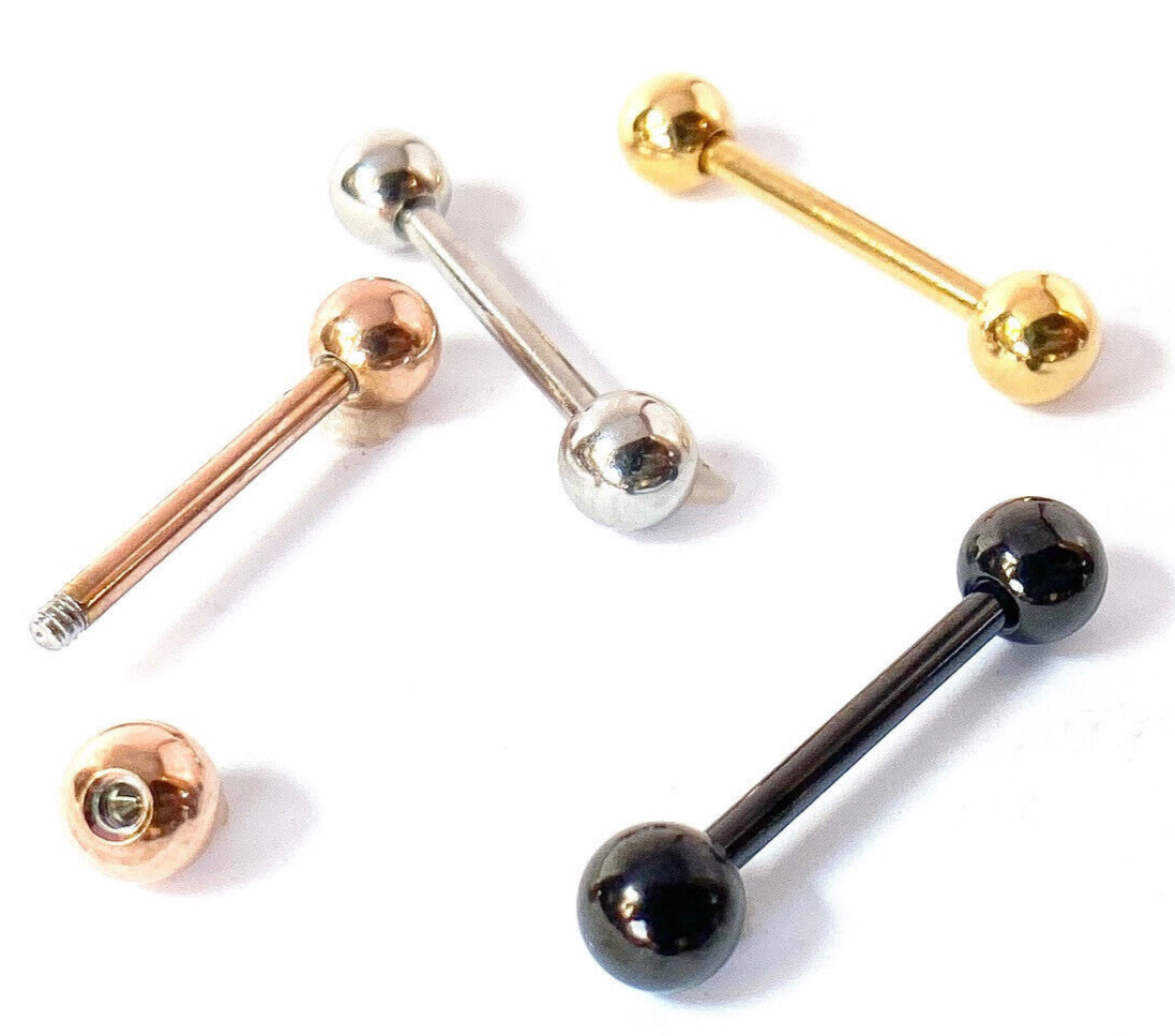 4pc Value Pack Ion Plated 14g Tongue or Nipple Rings Tounge Body Jewelry