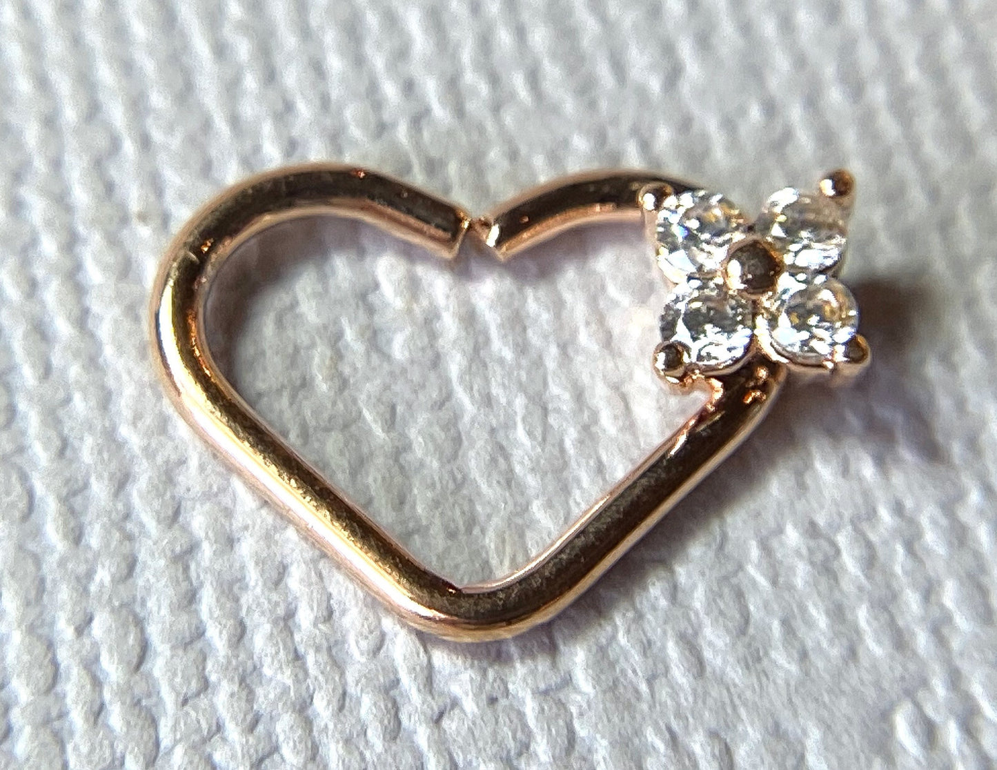 1pc Four CZ Gem Flower Bendable Heart Ear Cartilage Daith Hoop Ring