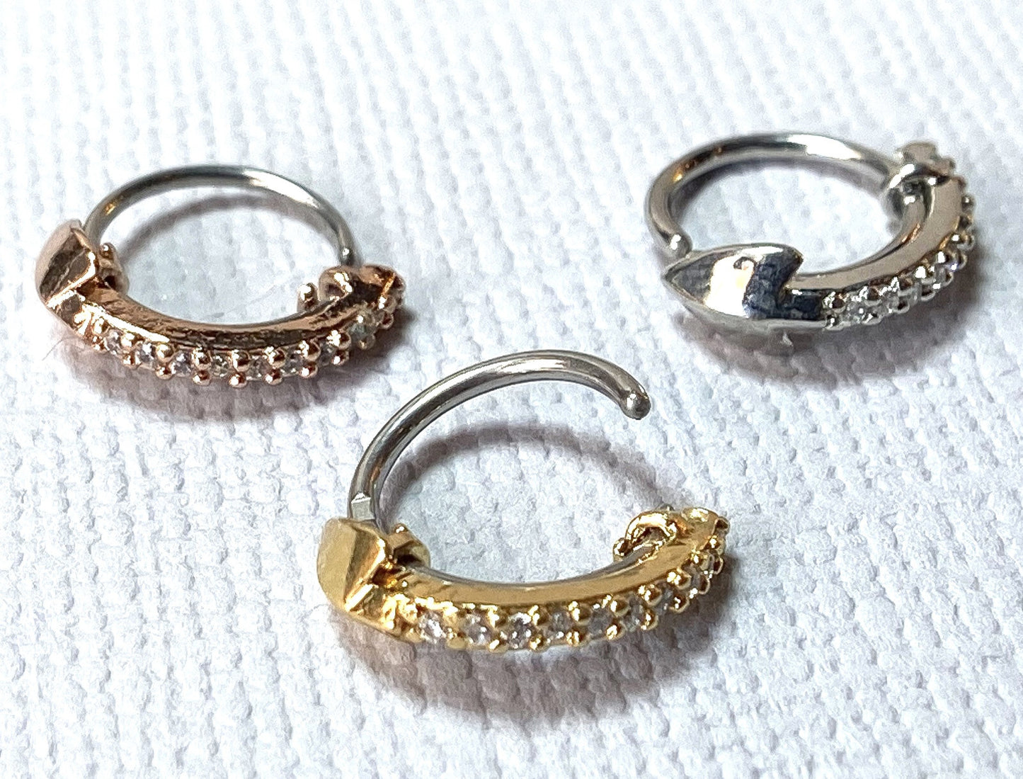 1pc Bendable CZ Gem Arrow Nose Hoop / Cartilage Ring Rook Daith Helix Tragus