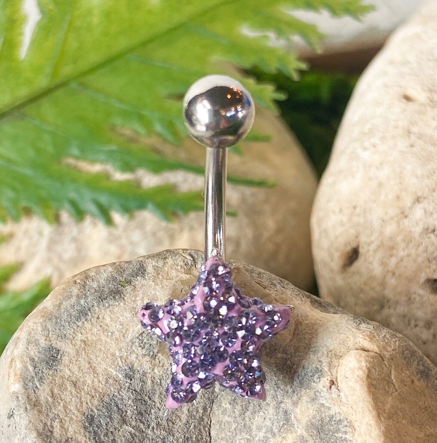 Star Gem Belly Ring Made w/ Swarovski Crystal Naval Piercing Pierced Navel