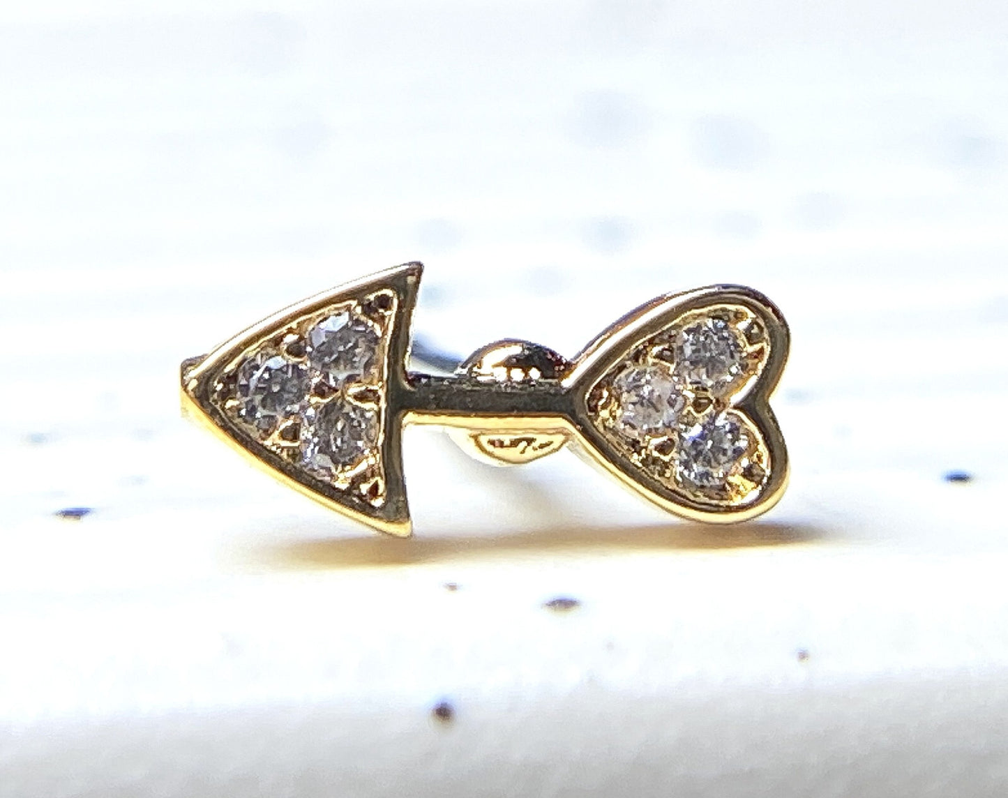 1pc CZ Paved Heart Arrow 20g Nose Ring Stud 316L Surgical Steel