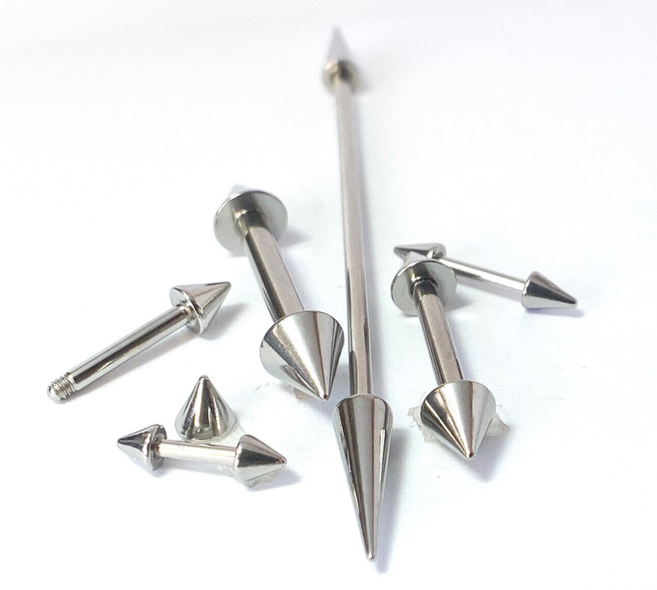 1pc Spike 316L Steel Barbell, Industrial Bridge Nipple Eyebrow Ring Spiked Cone