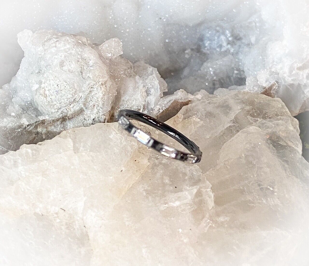 1pc Titanium Baguette Outer CZ Gems Hinged Orbital Helix Septum Ear Cartilage