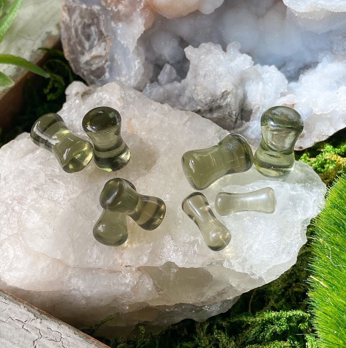 PAIR Smoke Murano Glass Plugs Tunnels Earlet Gauge Pierced Body Piercing Jewelry