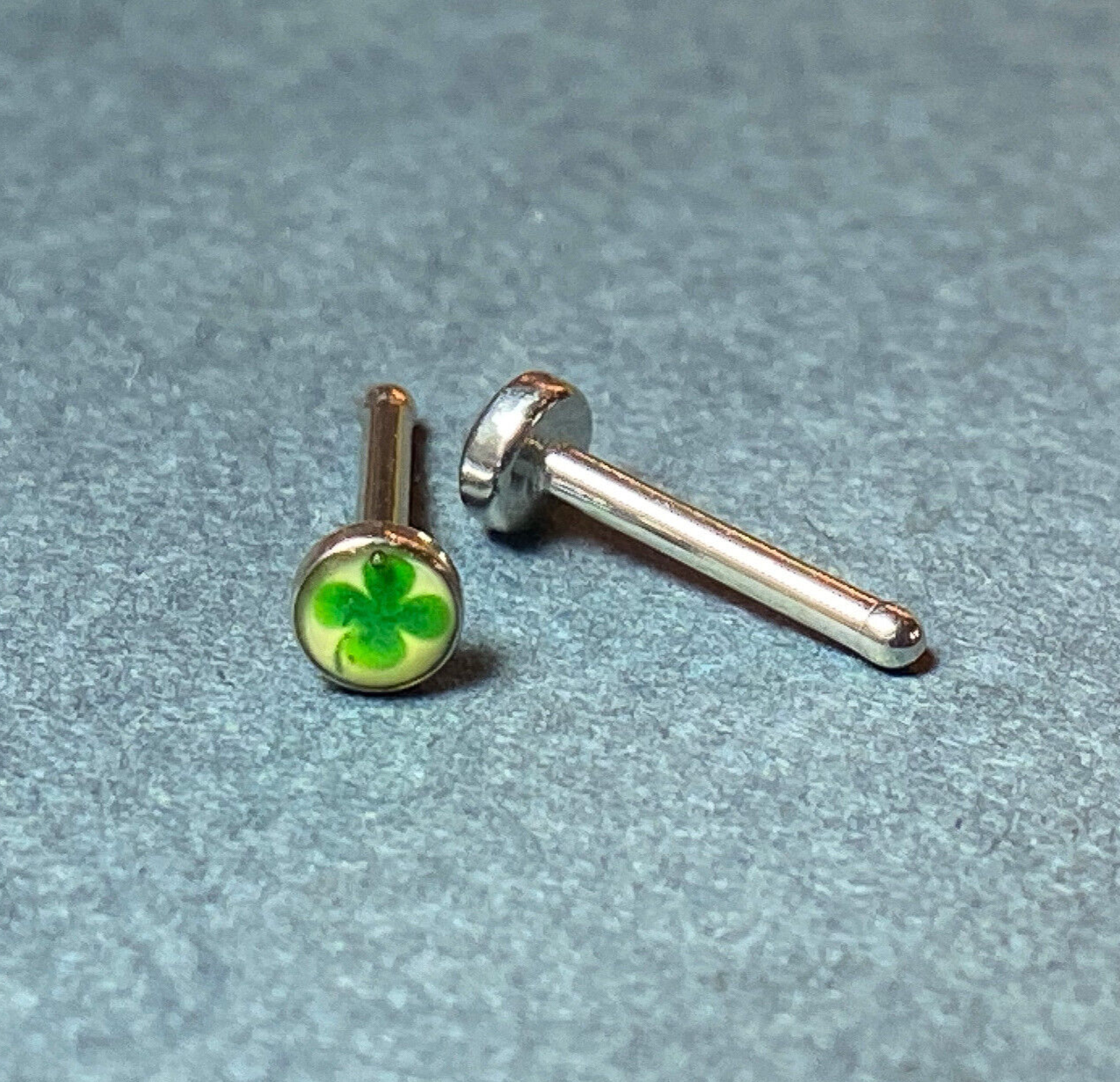 1pc Nose Ring Steel Four Leaf Clover Shamrock Logo Bone Stud 18g Body Jewelry