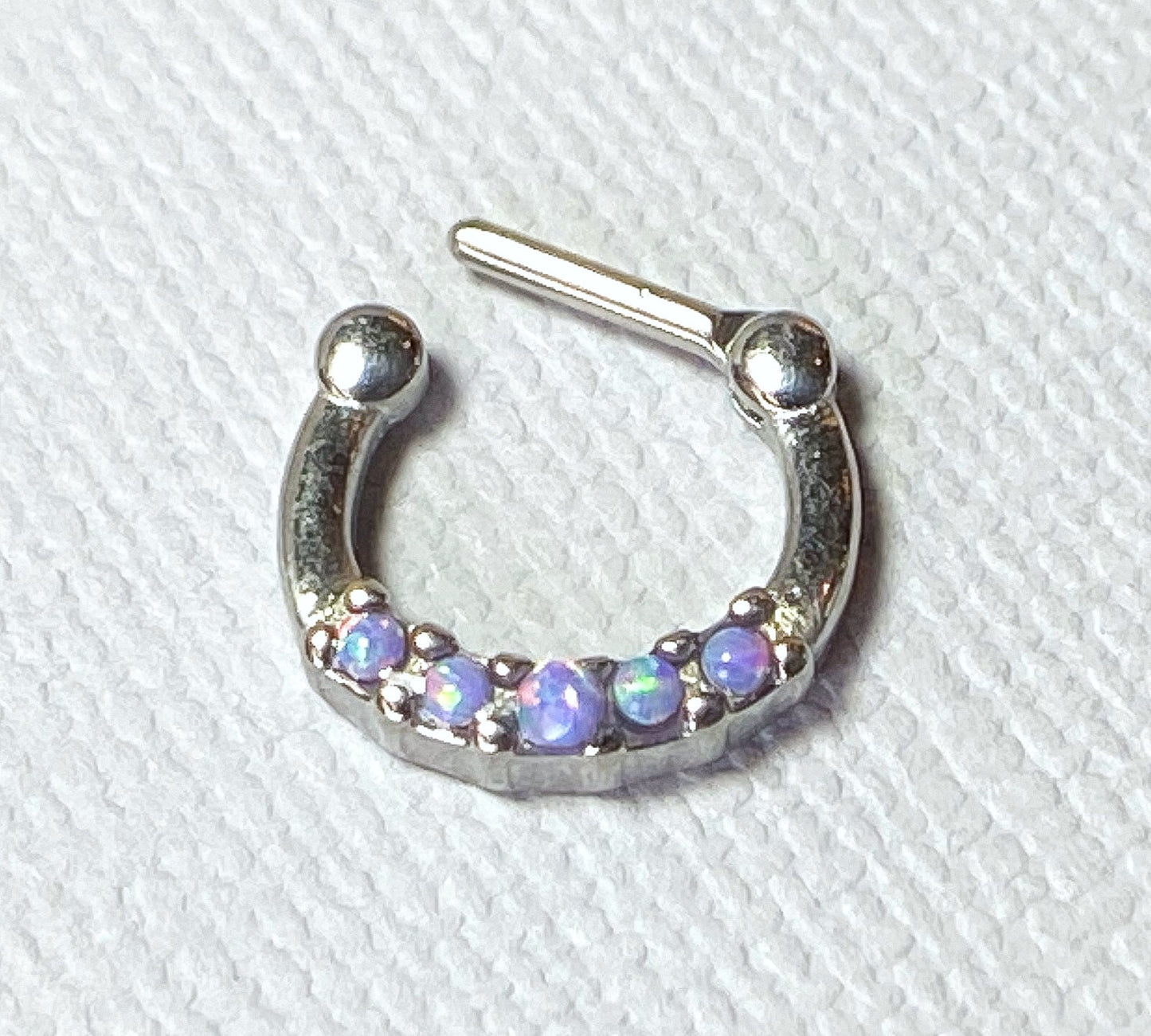 1pc 100% SURGICAL STEEL Five-Opal Septum Clicker 16g Nose Ring