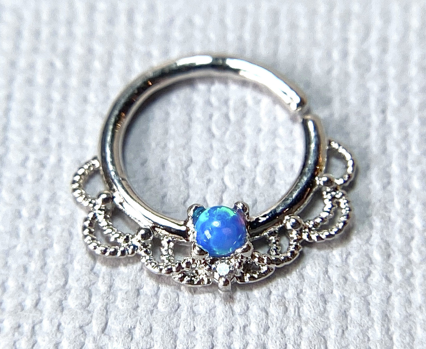1pc Opal Filigree Hoop Ring for Nose Septum Daith Rook Tragus Ear Cartilage