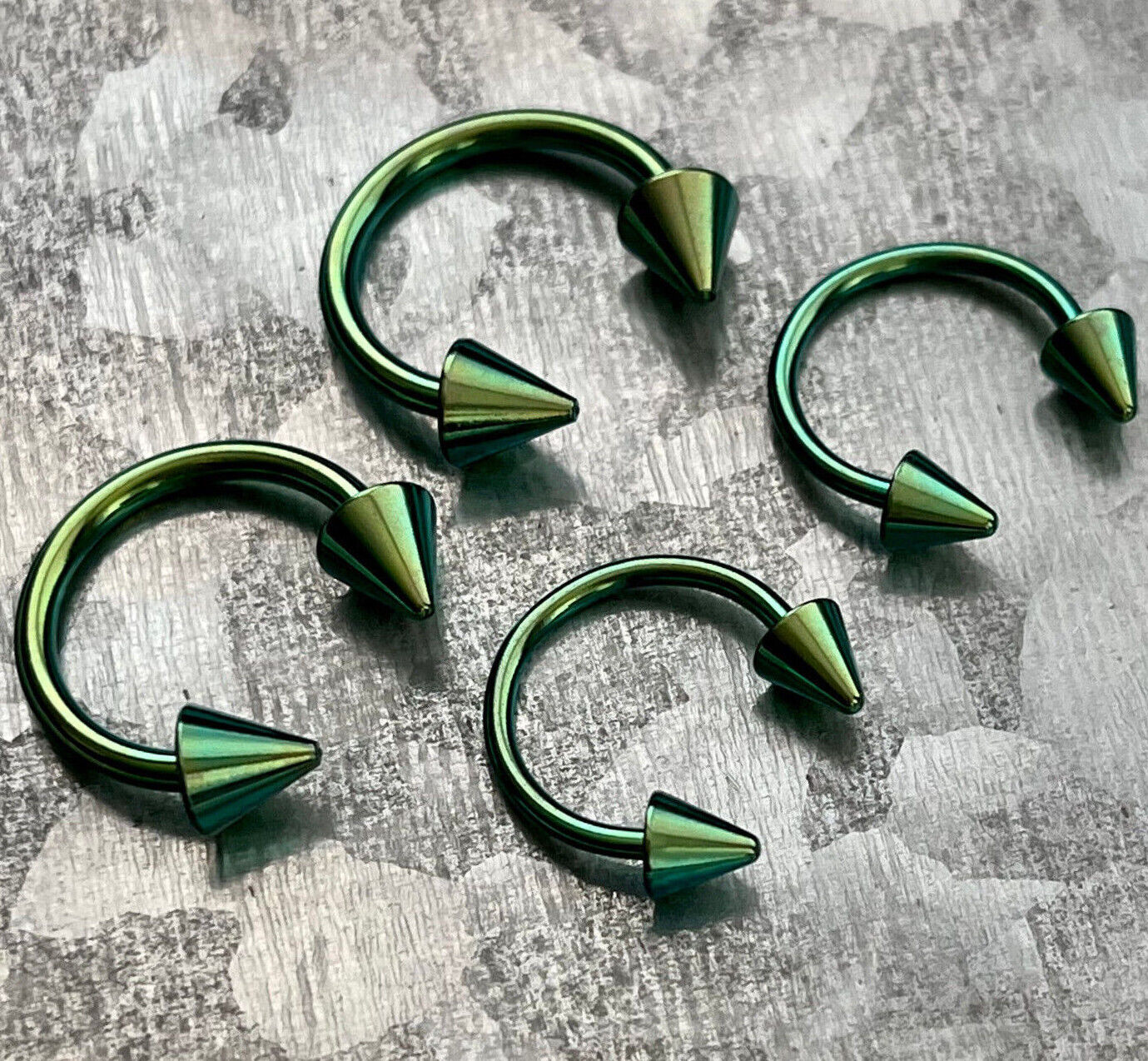 PAIR Titanium Spiked Circular Barbells Horseshoe Septum, Eyebrow, Nipple Rings