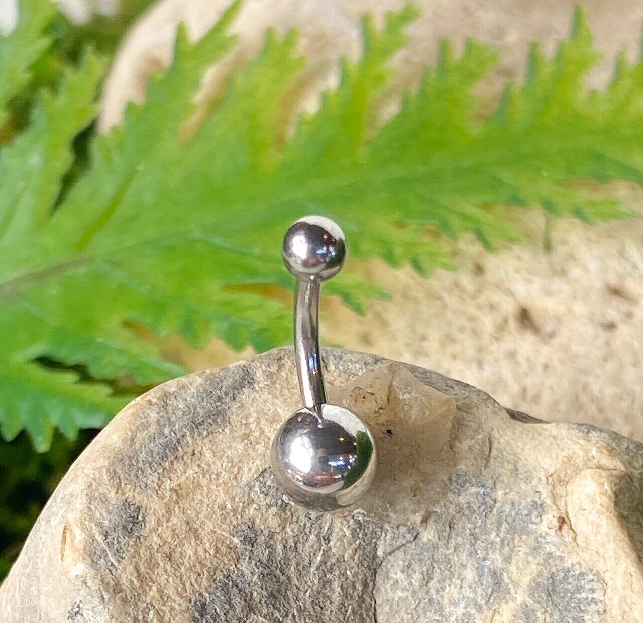 Simple Surgical Steel Double Ball Belly Ring Curved Barbell Pierced Navel