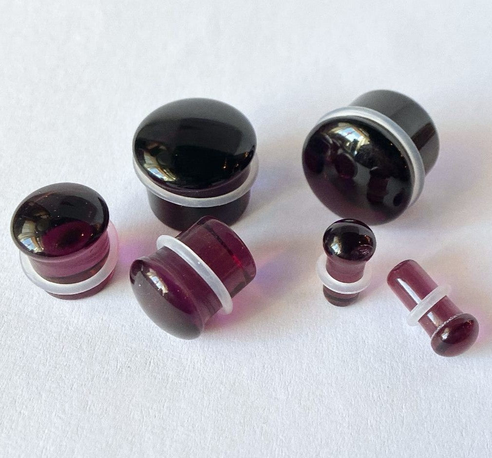 PAIR Purple Glass Single Flare Plugs Gauges Tunnels Earlet Body Piercing Jewelry