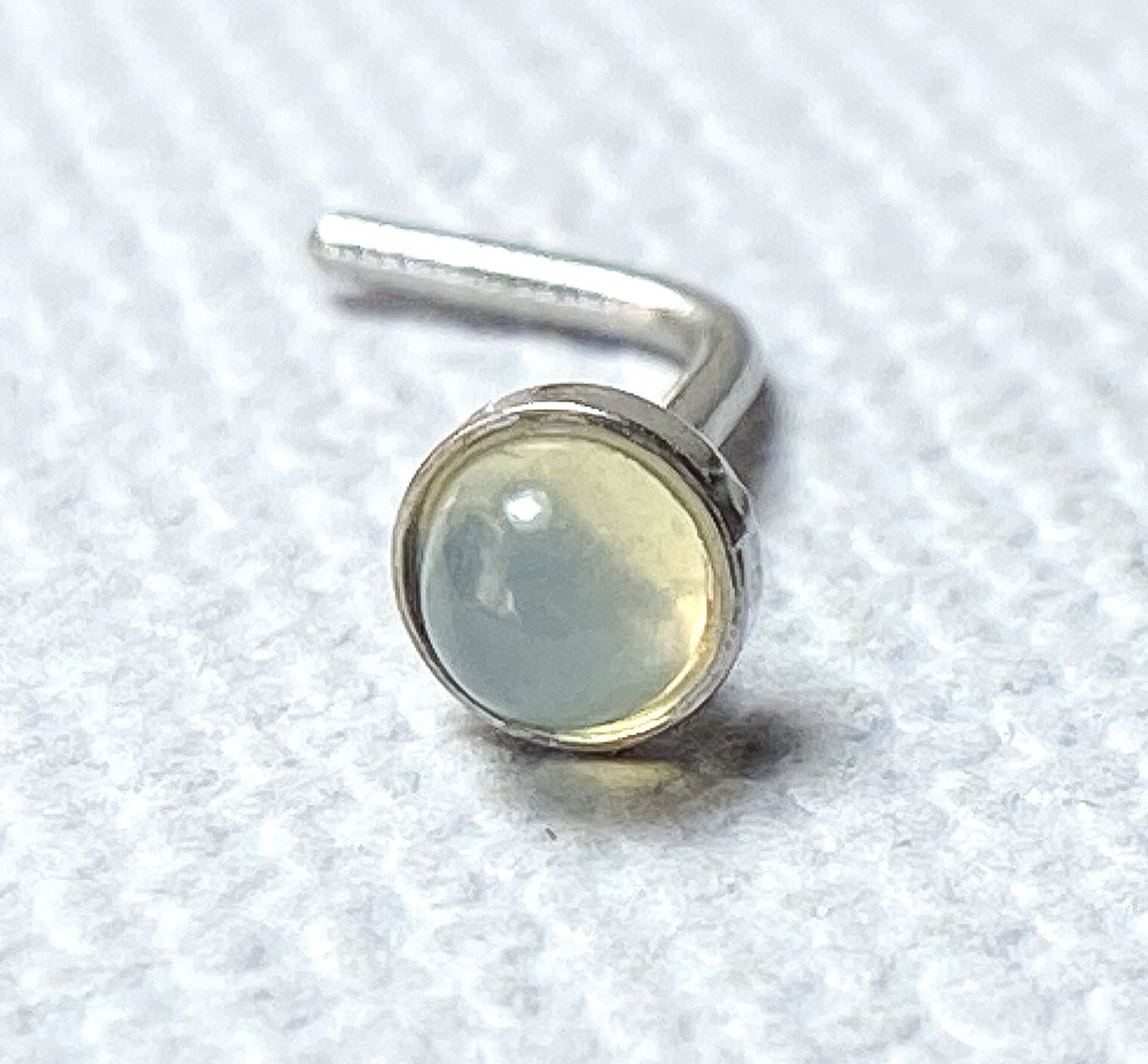 1pc Semi-Precious Stone Set 20g L-Bend Nose Ring Stud Screw 316L Surgical Steel