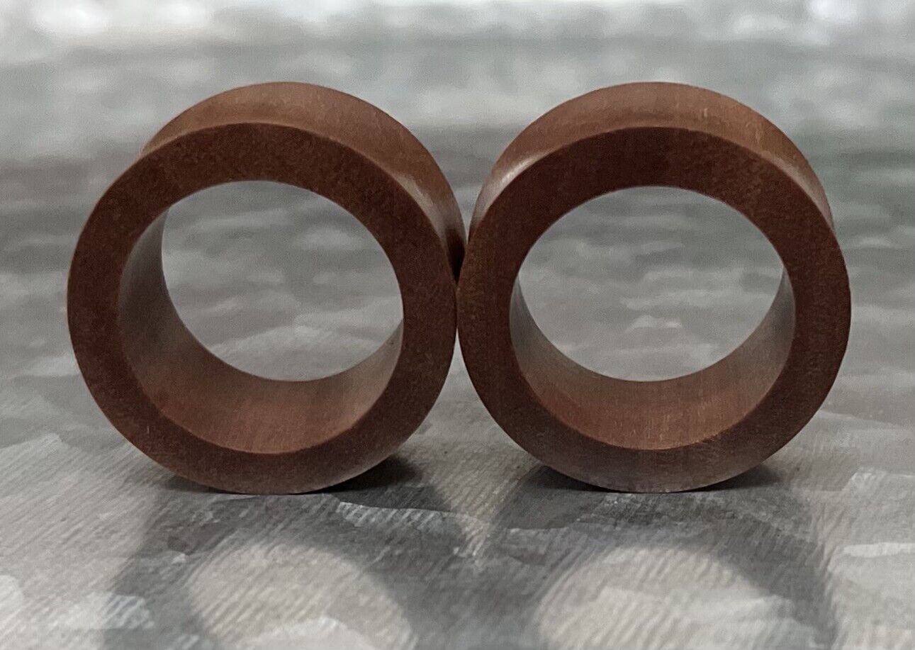 PAIR Red Saba Wood Tunnels Plugs Organic Earlets Gauges Body Jewelry