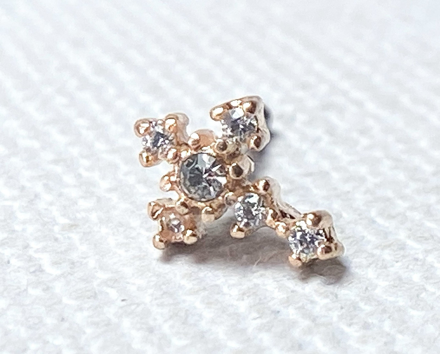 1pc CZ Gem Cross 20g Nose Ring Stud Bone 316L Surgical Steel