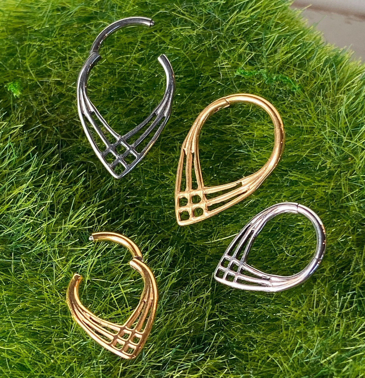 1pc Weave Design Hinged Segment Ring Hoop Helix Daith Septum Implant Titanium