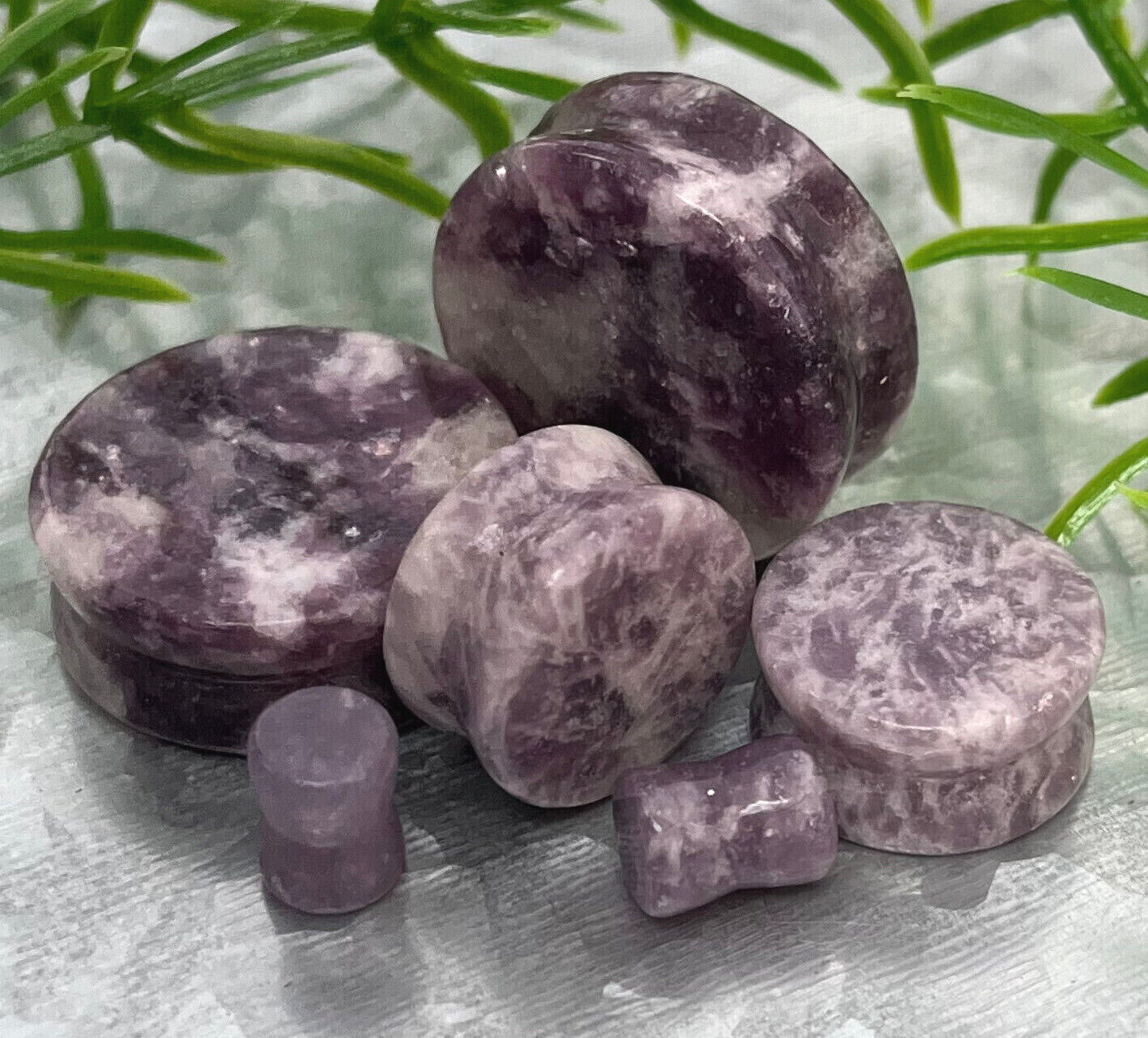 PAIR Moondevite Stone Plugs Gauges Organic Earlets Tunnels Body Jewelry