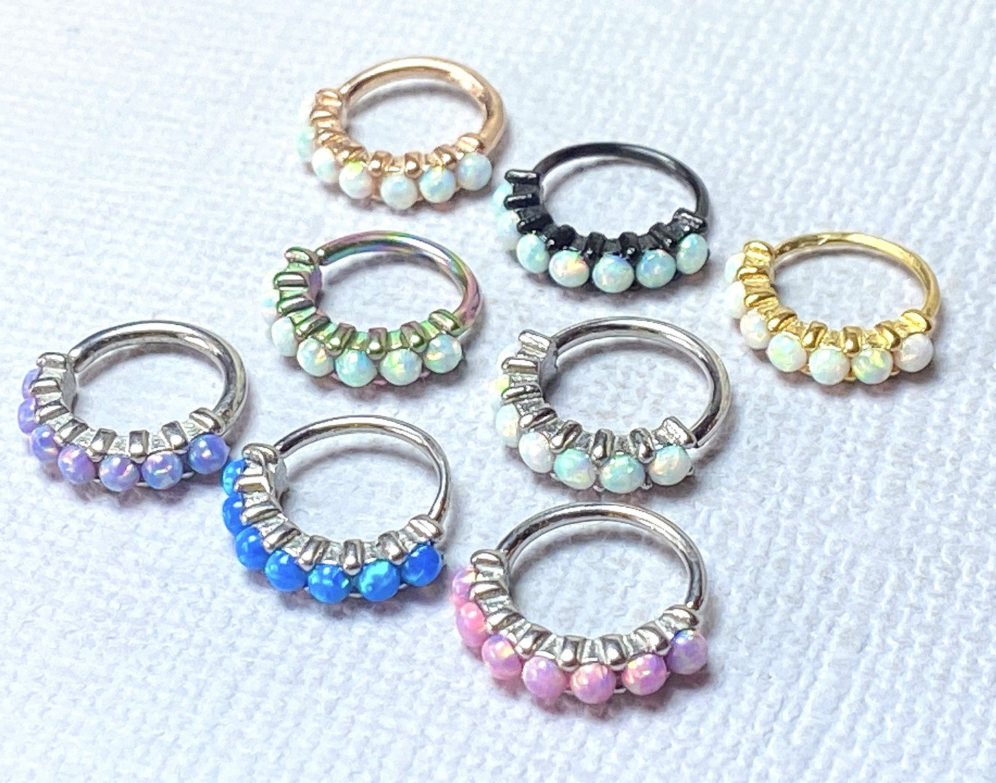 1pc Bendable 7 Opal Hoop Ring Nose Eyebrow Cartilage Rook Daith Helix Tragus