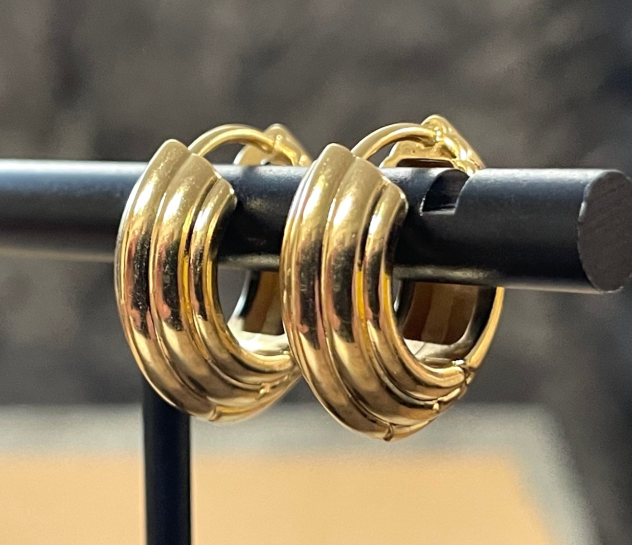 PAIR Wide Layered Hinged Hoop Earrings 316L Stainless Steel Hinge Action 18g