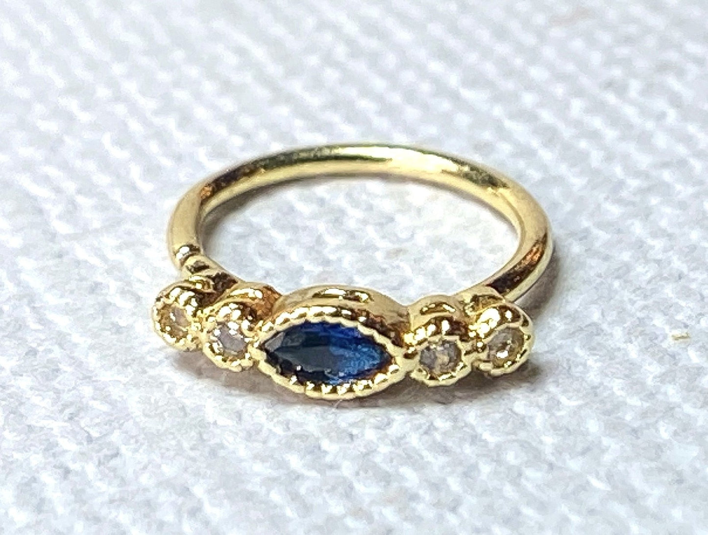 1pc Bendable Nose Hoop / Cartilage Ring Blue Marquise CZ Gem for Rook, Daith
