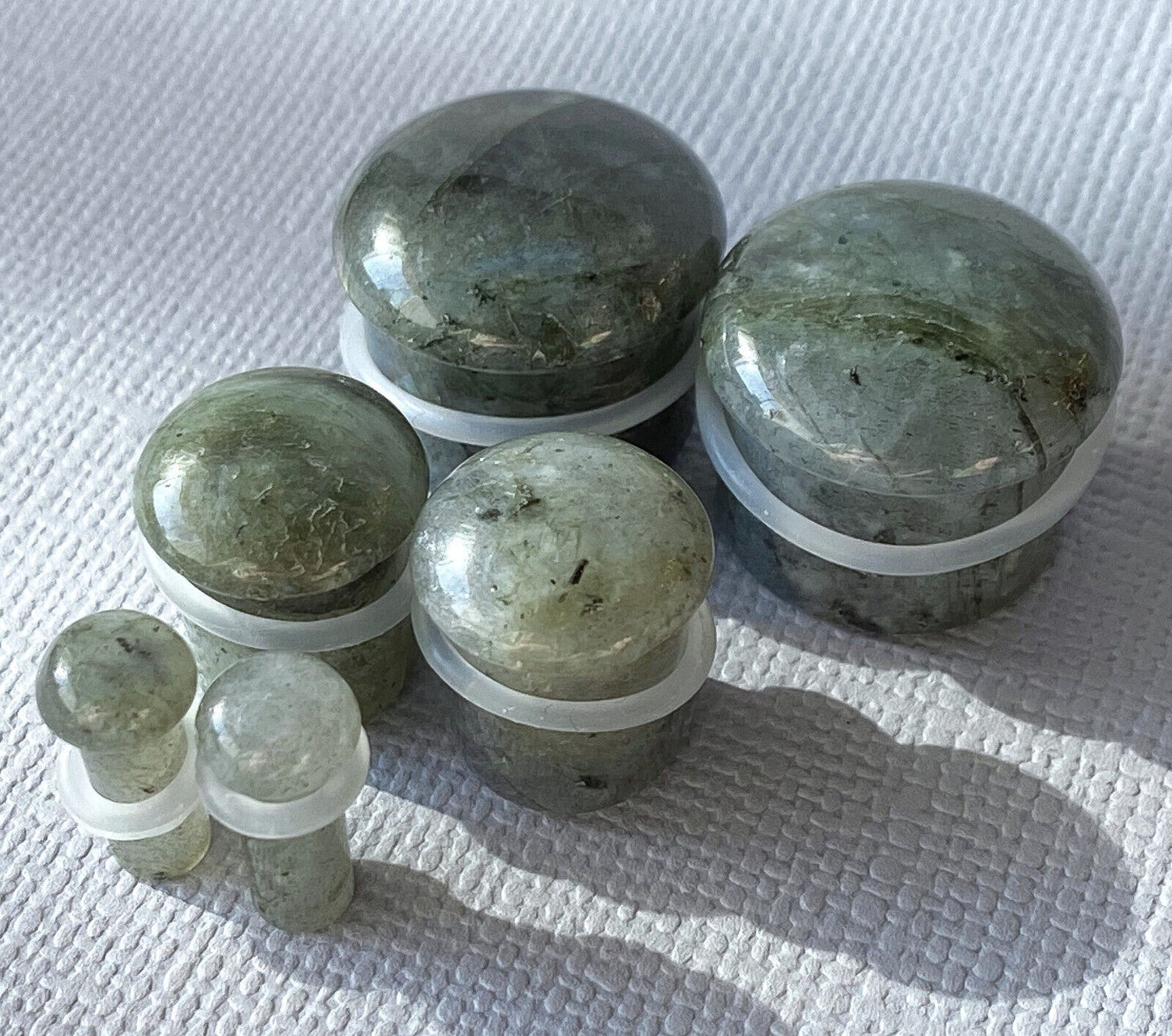 PAIR Labradorite Natural Stone Single Flare Plugs Organic Gauges Body Jewelry