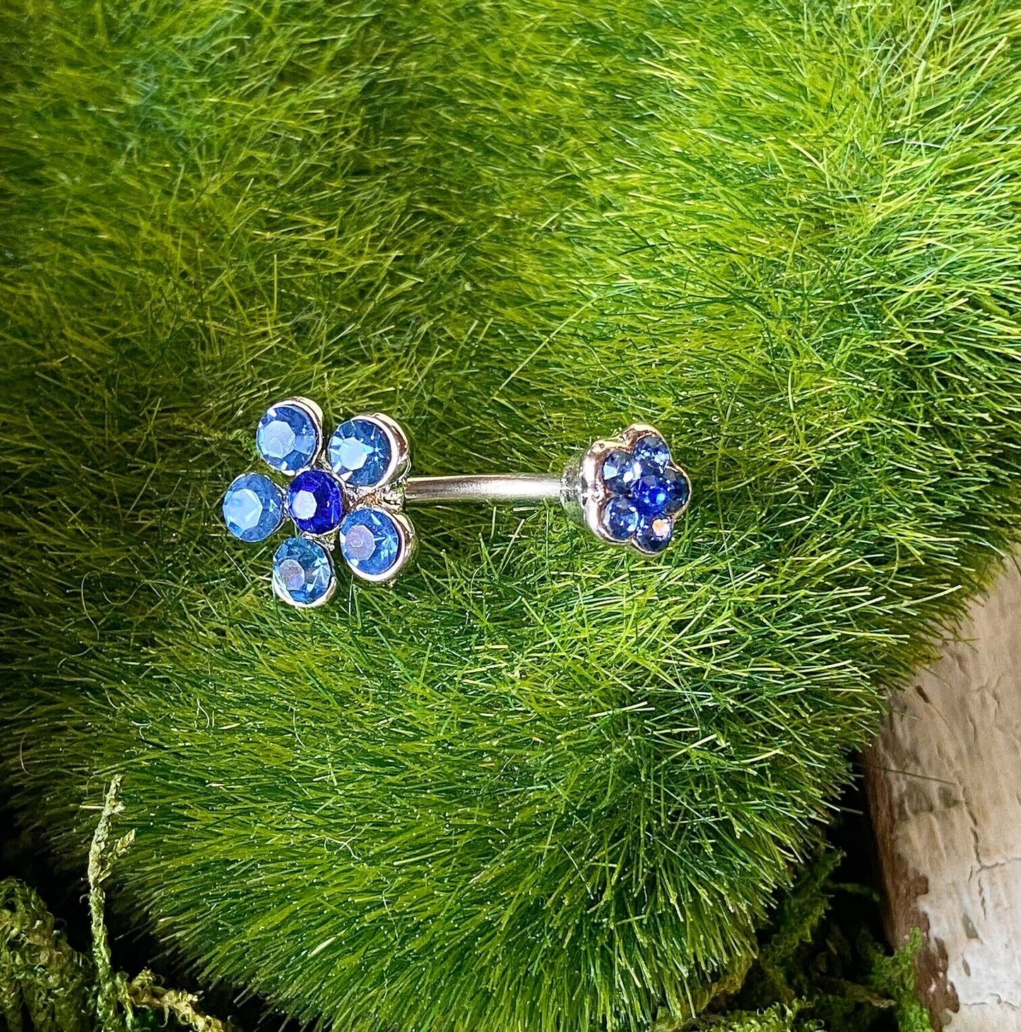 1pc Flower Double Gem Belly Ring Navel Piercing Pierced Naval Body Jewelry
