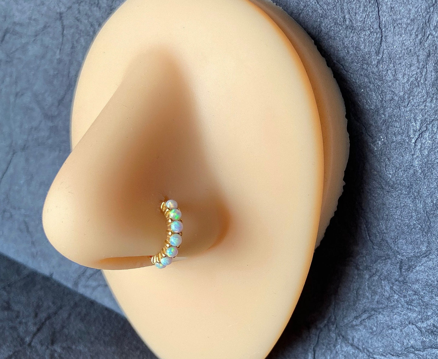 1pc Bendable 7 Opal Hoop Ring Nose Eyebrow Cartilage Rook Daith Helix Tragus