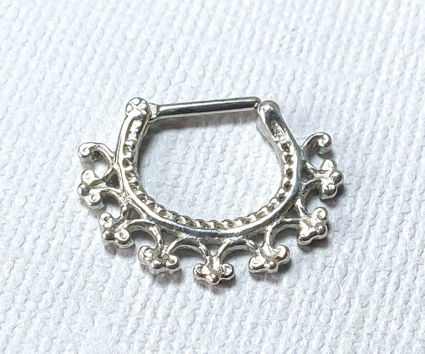 1pc 100% SURGICAL STEEL Tribal Laced Edge Septum Ring Clicker Pierced Nose 16g