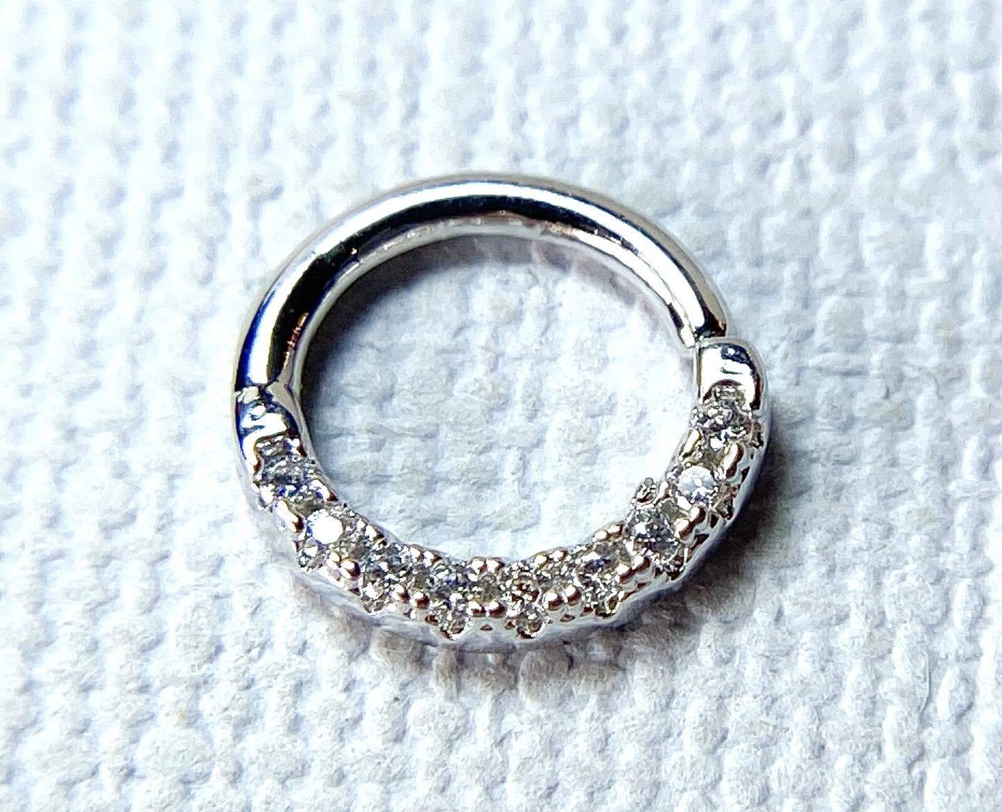1pc Half Circle Lined Gems Hoop Ring Septum Daith Rook Tragus Ear Cartilage
